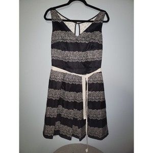 Julian Taylor Women's Pleated Dress with Lace Back Navy Blue Size 8